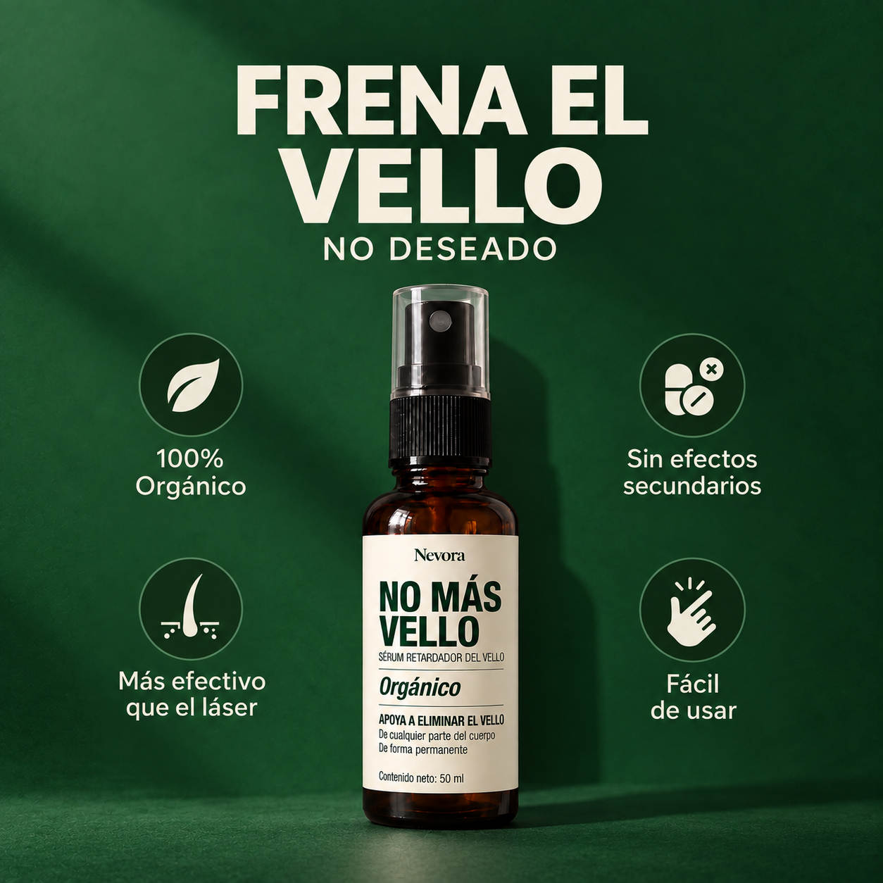 NO MÁS VELLO | Sérum orgánico que frena el crecimiento del vello