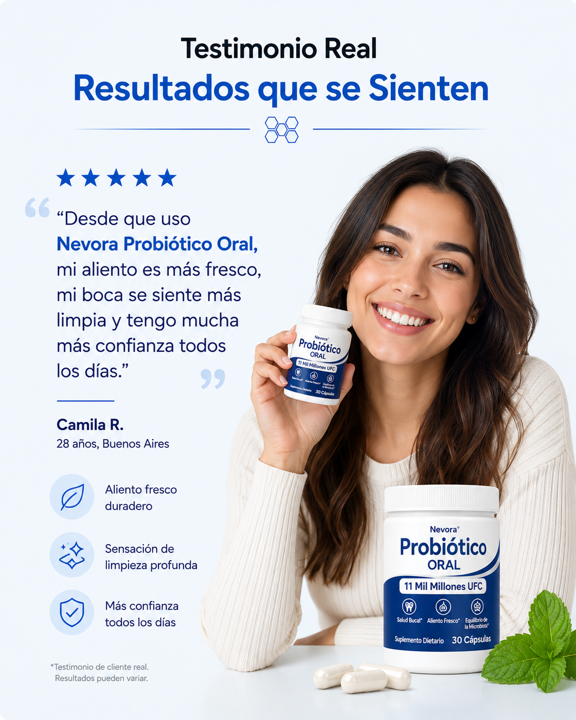 Probiótico Oral Nevora | Aliento fresco y salud bucal